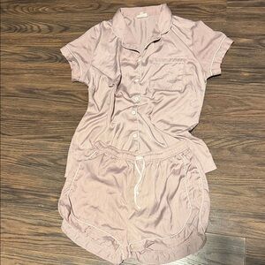 Women's Pink Satin Pajama Set